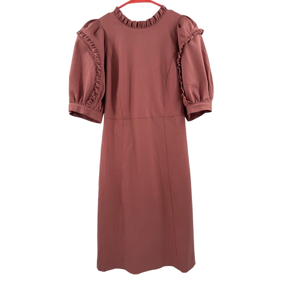 Sea New York Hayes Dress Size 4 Empire Midi Rose Pink Wool Blend Designer Luxury - Picture 4 of 16